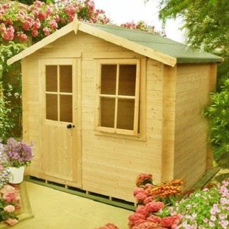 Shires Avesbury Log Cabin Home Office Garden Room Approx 7 x 7 Feet in Brown