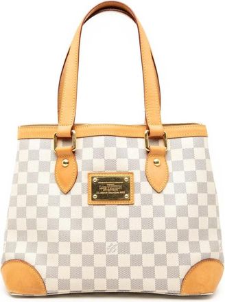 Louis Vuitton Pre-owned Tote Bags, female, White, Size: ONE SIZE Pre-owned Checkered Pattern Tote Bag