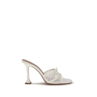 Amina Muaddi White Cotton Womens Slippers