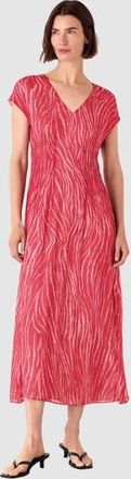 Whistles Short Sleeve Zebra Texture Midi Dress in Red/multi at Nordstrom, Size 14