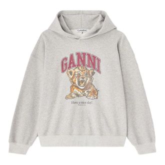 Ganni Hoodies, female, Gray, Size: XS Tiger Hoodie