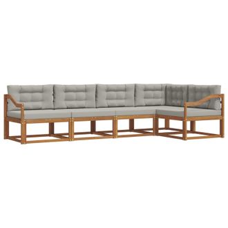 vidaXL Conjunto De Sof&aacute;s De Exterior 5 Pcs Natural Y Gris Claro Vidaxl