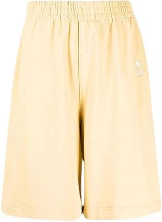 Isabel Marant Logo Geborduurde Short met Rechte Zakken - Heren - Korte Broeken - Geel - S - Katoen - Korte Broeken