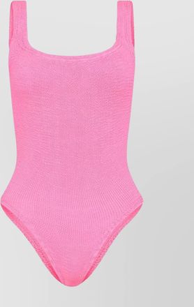 Hunza G square neck swim ruched detail