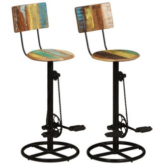 vidaXL Taburetes De Cocina 2 Unidades Madera Maciza Reciclada Vidaxl