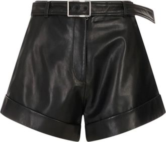 Sportmax Korte Broeken, Dames, Zwart, S, Polyester, Spxvasaio Leren Bermuda