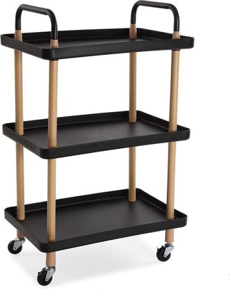 VERSA Mueble de baño con 3 estantes en metal y plástico negro y marrón