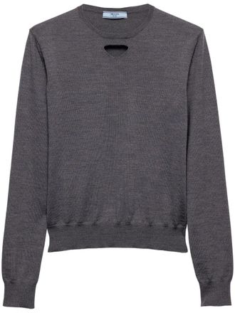 Prada V-Neck Short Sleeve Boxy Wool Sweater | Neiman Marcus