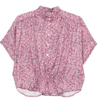 Isabel Marant Pink Floral Mandarin Collar Top