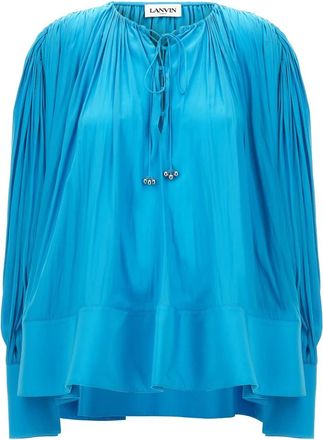 Lanvin Wide Blouse V-Neck Drawstring
