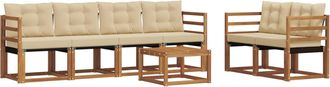 vidaXL Conjunto De Sof&aacute;s De Exterior 7 Uds. Natural Y Beige Vidaxl