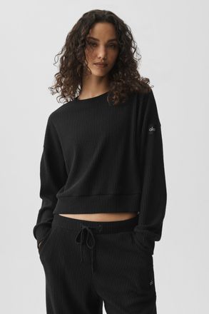 Alo | Muse Crewneck Neck Pullover Top in Black, Size: Medium