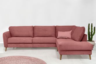 HOME AFFAIRE Ecksofa »MARSEILLE 278/202 cm, L-Form, Ottom. rechts/links, verschiedene Bezüge« Massivholzbeine Eiche, Landhausstil, Wellenunterfederung