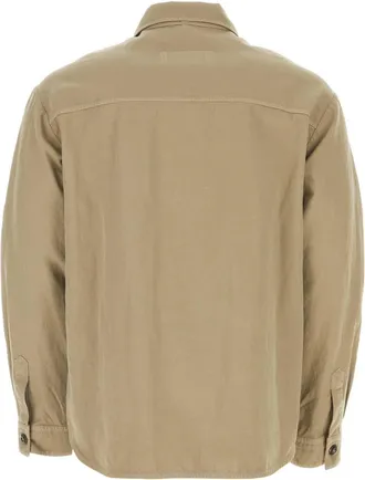 Fay Mens Cotton-Linen Overshirt Jacket Beige