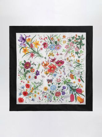 Gucci Foulard Gucci in twill di seta con stampa floreale