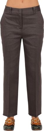 Via Masini 80 Linnen en viscose stretch broek - Dames - Straight fit broeken - Bruin - S - Linnen - Broeken