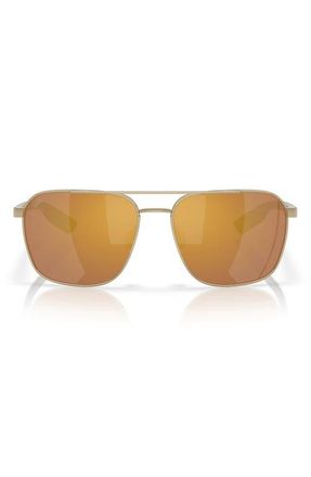 Costa 58mm Polarized Mirrored Rectangular Sunglasses in Gold/Gold Mirror 580G at Nordstrom