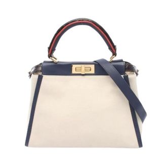 Fendi Pre-owned Peekaboo Canvas Leather 2way Handbag - Dames - Pre-owned - Veelkleurig - Maat: ONE Size Leer