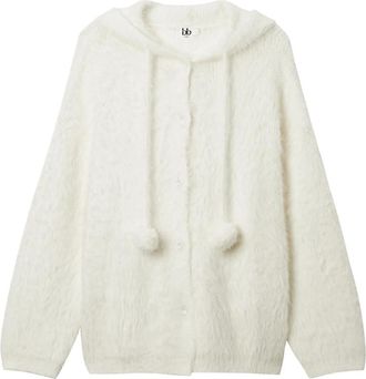 B+ab Vest met capuchon en pompon - Wit