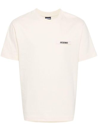 Jacquemus Relaxed Fit White T-Shirt with Subtle Logo Patch