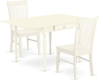 East West Furniture Dining Room Set Linen White, MZWE3-LWH-W