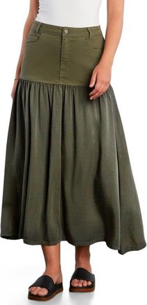 Wash Lab Denim Fun Maxi Skirt in Deep Lichen Green at Nordstrom, Size 25