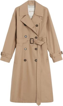 Max Mara Lange Gabardine Jas - Dames - Trenchcoats - Bruin - XS - Katoen - Jassen