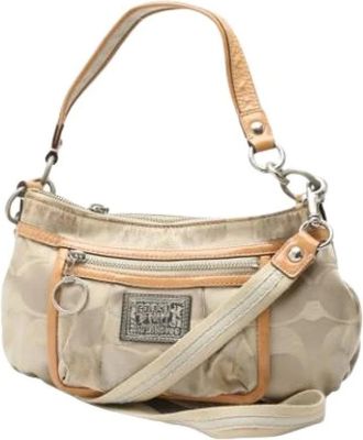 Coach Pre-owned Shoulder Bags, female, Beige, Size: ONE SIZE Pre-owned Fabric Shoulder Bag