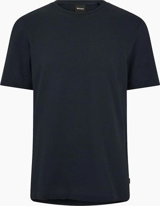 HUGO BOSS Mens Tiburt Bubble Structure Cotton Short Sleeve T-Shirt - Navy - Size: 2X large