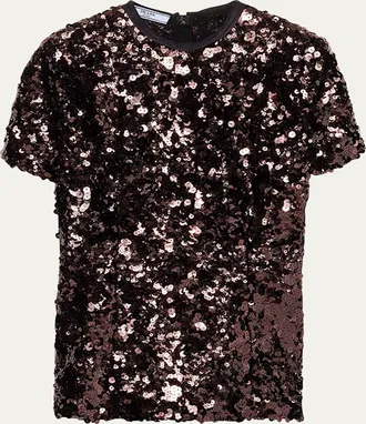 Prada Sequined Short-Sleeve Top
