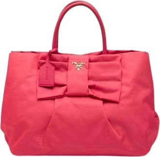 Prada Pre-owned Tote Bags, female, Pink, Size: ONE SIZE Pre-owned Vintage Nylon Tote