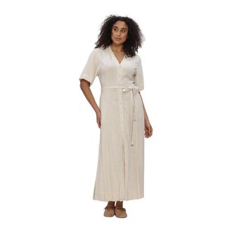 Selected Dames, Jurken, Beige, Maat: S Linnen