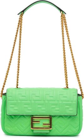 Fendi Pre-owned Womens Baguette Leather Shoulder Bag - Mint - One Size