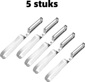 OEM Pelador De 5 Piezas - Para Verduras, Frutas Y Esp&aacute;rragos - Ergon&oacute;mico Y Duradero - Acero Inoxidable - Plateado