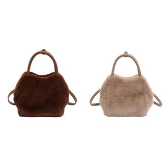 Generic Plush Fluffy Shoulder Bag Autumn Winter Top Handle Handbag for Women (Coffee)