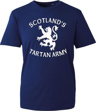 Generic Scotland Tartan Army T-Shirt, Brave Lion Crest Football Fan Top, National Team Supporter Tee UK 2025 (Navy, L Years)
