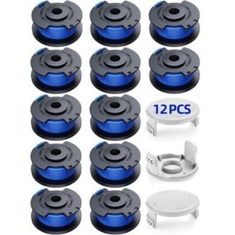 OEM Hilo De Repuesto Para Desbrozadora Ryobi One +18v 24v 40v, &Oslash;1,65 Mm Y Longitud 3,4 M Ac14rl3a (12 Bobinas, 3 Tapas)