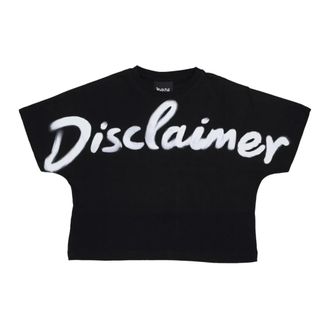 Disclaimer T-Shirts, female, Black, XS, Crop Tee with Big Logo Print