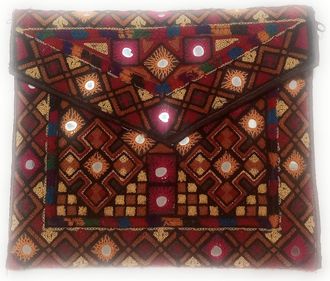 Generic Vibrant rich colourful ethnic textures on this hand made shoulder bag clutch bag rich in Pakistan heritage and culture made from cotton and embroidere