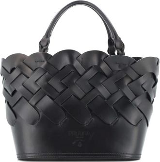 Prada Tress Leather Small tote bag - Zwart