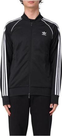 adidas Zip-throughs, male, Black, XL, Black Track Top Sweatshirt Mens Jacket