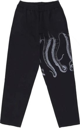 Octopus Zwarte Jogger Broek met Tentakel Print - Heren - Sweatpants - Zwart - XL - Katoen - Broeken