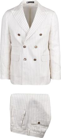 Lab 001 White Linen Double-Breasted Formal Suit
