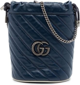 Gucci Pre-owned Gucci Mini GG Marmont Matelasse Diagonal Leather Torchon Bucket Bag Ladies EFWSVQNQU0BANJ1H