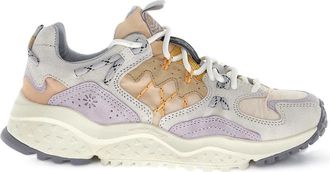Flower Mountain Fashion-Forward Chunky Sneakers with Suede and Mesh Panels