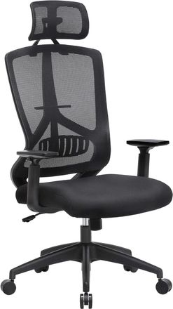 Songmics Silla ergon&oacute;mica de oficina con reposabrazos abatibles de color negro