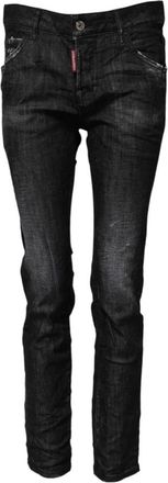 Dsquared2 Zwarte Skinny Jeans met Logodetails - Dames - Skinny Jeans - Zwart - XS - Katoen - Jeans
