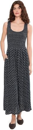 Faherty Sophia Smocked Dress Womens Dress Navy Lotus Floral : MD, Viscose