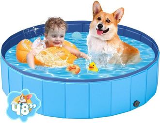 OEM Piscina Plegable Para Perros, Ba&ntilde;era De Pvc Xl De 120 Cm Para Perros, Gatos, Ni&ntilde;os, Mascotas Y Cachorros - Azul