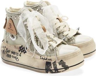 R13 Kurt High Top Platform Sneaker in Off White With Charms at Nordstrom, Size 10